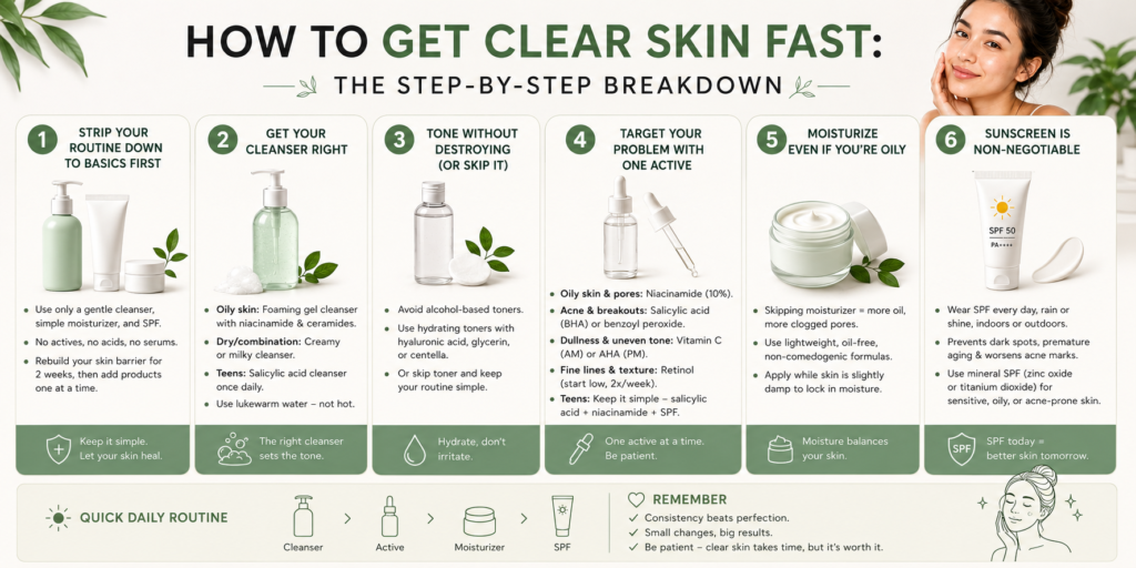how to get clear skin fast at home